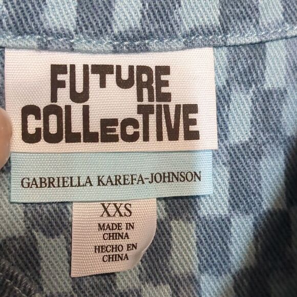 Future Collective x Gabriella Karefa-Johnson Checkered Denim Shacket Size XXS - Picture 3 of 5
